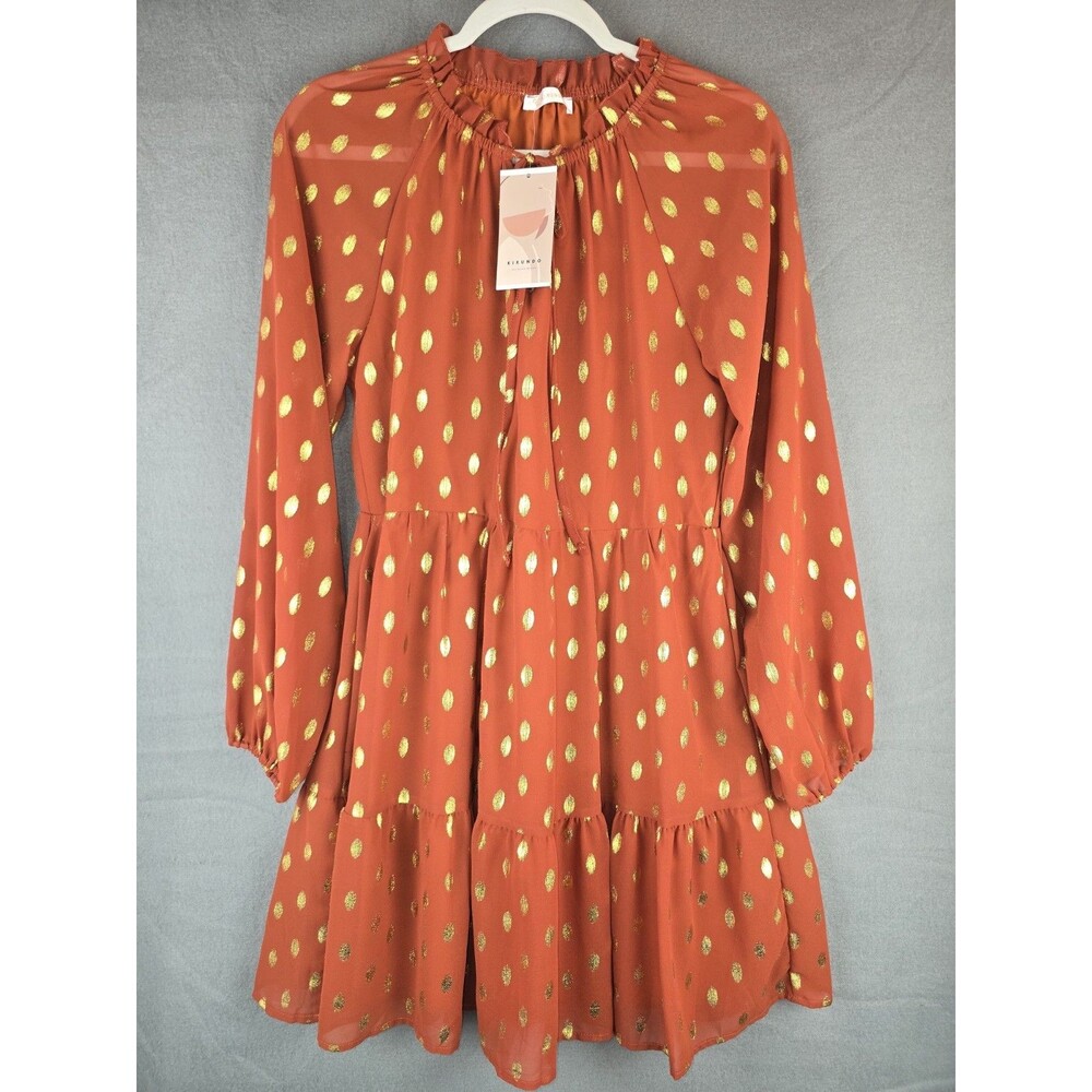 Kirundo Dress Womens Medium Ruffle Tiered Boho‎ Midi Casual Flowy